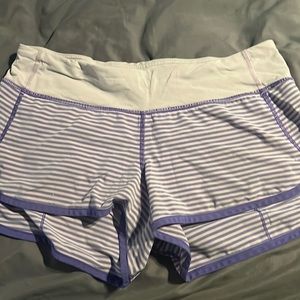 Lululemon run speed shorts size 6 purple stripes
